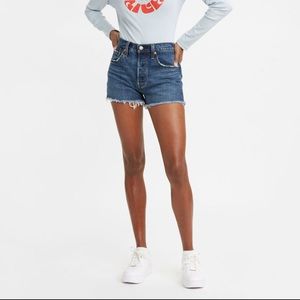 Levi’s 501 High Rise Denim Shorts, Dark Wash / Salsa Mood